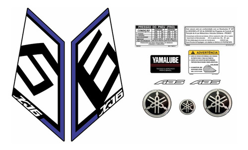 Kit Adesivos Emblema Yamaha Xj6 Sp Branca E Azul Xj6sp04 Cor ADESIVO EMBLEMA LATERAL XJ6 E ETIQUETA BRANCA E AZUL