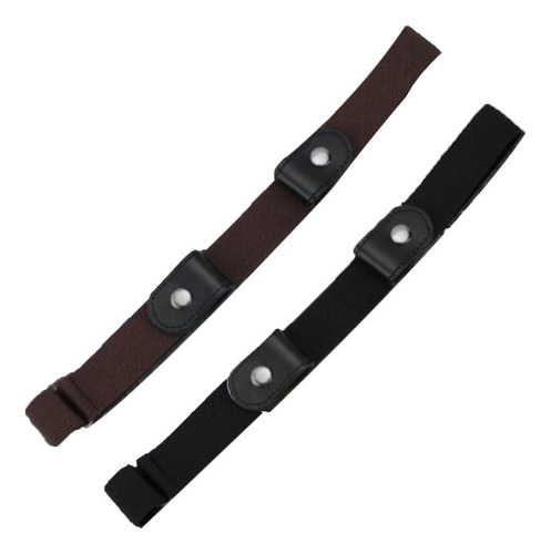 Cinturón Elástico Ajustable Para Mujer Sin Hebilla 2 Piezas Color Negro Y Café Talla Unitalla