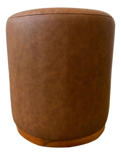 Puff Barcelona Decorativo Com Couro E Base Madeira Di