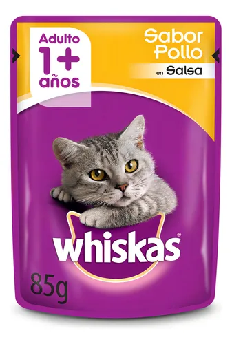 Alimento Whiskas Adultos Whiskas Gatos para gato adulto todos los tamaños sabor pollo en salsa de 85 g