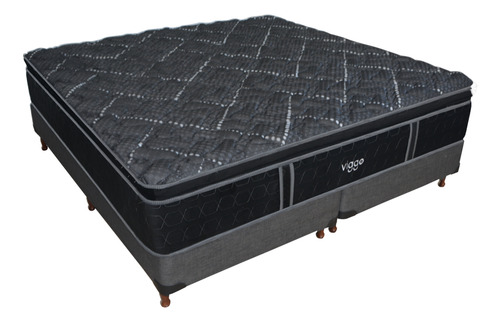 Conjunto Sommier Viggo Rubí 160x190 Cm Alta Densidad 130 Kg Negro