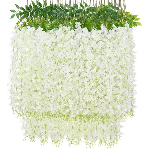 Ramo 6 Flores Colgantes De Glicinias Blancas