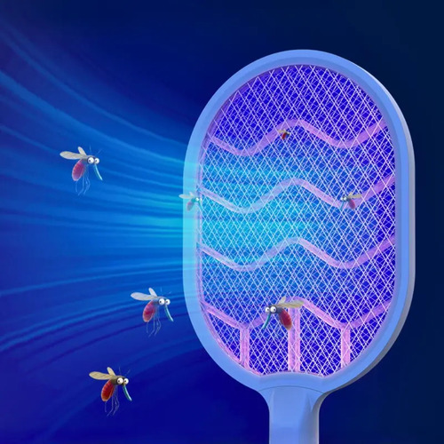 Raqueta Paleta Mata Mosquitos Moscas Recargable Usb Color Blanco