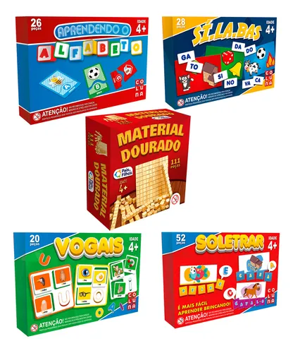 Kit Jogos Educativos Formando Palavras + Material Dourado