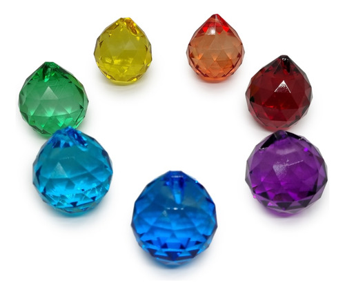 Pack 7 Prismas De Cristales 7 Chakras 40mm