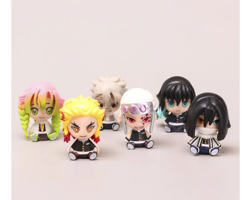 Juego De 6 Figuras De Acción De Demon Slayer, Versión Linda,