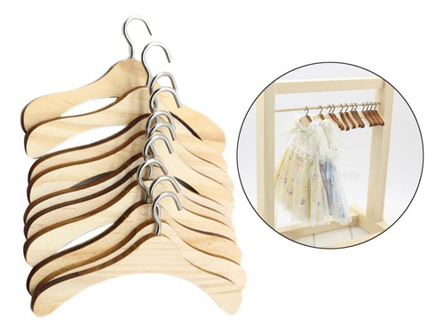 Gancho De Metal Para Colgar Ropa De Madera, 10 Piezas, Para