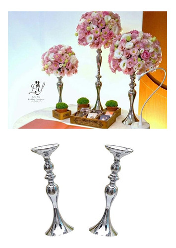 2 X Castiçal De Metal Castiçal Vaso