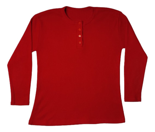 Sweater Rojo Media Estacion Tapeta Corta 4 Botones Mujer 