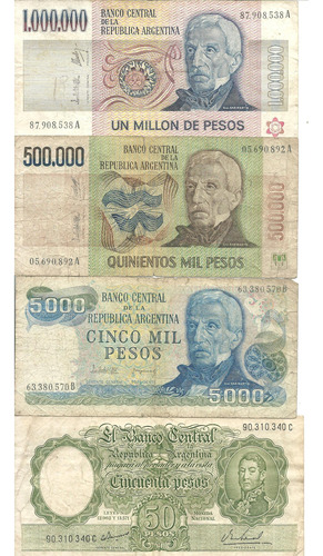 Argentina: 4 Billetes Antiguos Pesos Y Ley 18188 .buenos