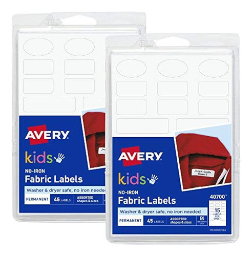 Avery 40700 - Etiquetas De Ropa Para Niños Sin Planchar Lava