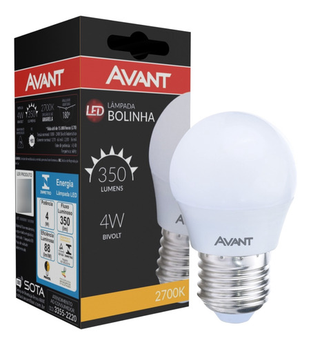 Lampada Bolinha E27 Led 2700k 4w Decorativa Avant Bivolt