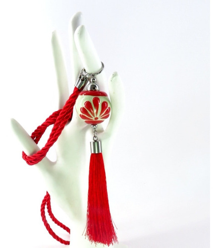 Kit Collar, Pulsera Y Arete Infinito. Alonso Luis Atala. Color Rojo Grande