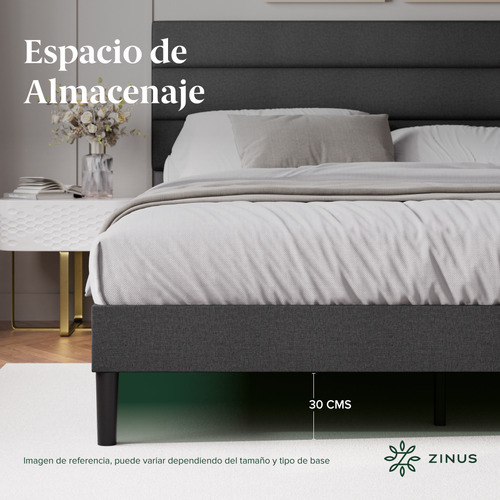 Zinus Piper | Base De Cama Matrimonial Con Cabecera Y Tapiz