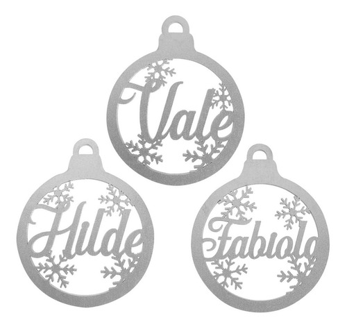 Kit 16 Esferas Navidad Personalizada Nombre Color Plata 10cm