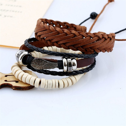 Pulsera De Cuero Con Alas Vintage For Hombre (diy)