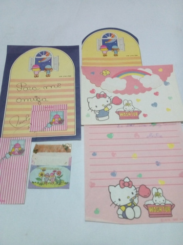 Papeles Carta Hello Kitty Y Otros C/detalles Lote De Los '80 (Usado)