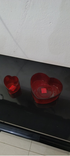 2 Moldes De Corazón En Vidrio Rojo En Oferta 