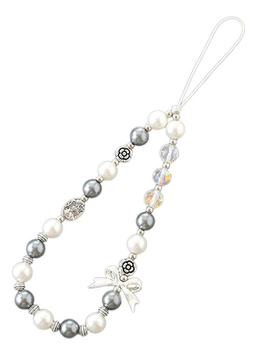 Pulseira De Charme Para Telefone, Brancopratacinza 20cm