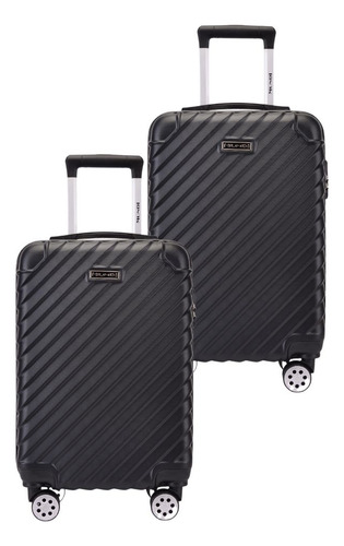 Kit 2 Malas De Viagem Anac Bordo 10kg 4 Rodas 360° Abs Preto