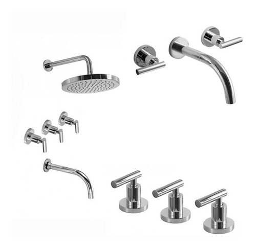 Griferia Hidromet Sun Lever Lavatorio + Bidet + Ducha Cs6147