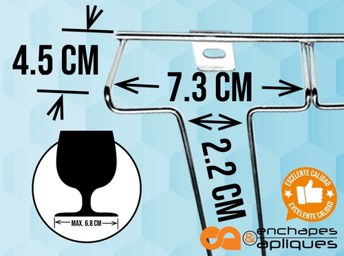 Imagen 3 de 4 de Colgador De Copas Soporte Copero Cromado