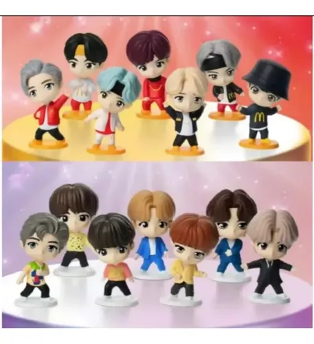 Kit Coleção BTS TinyTan McDonald's 2025 Figuras 9cm Plástico