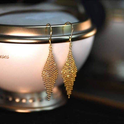 Imagen 2 de 3 de Pendientes De Gota De Oro De 18k, Diseño 17