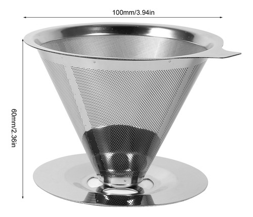 Cafetera Pour Over Acero Inoxidable Filtro Doble Malla
