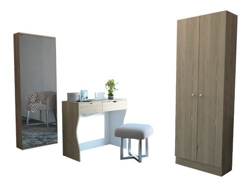  Mueble De Tocador + Zapatero C.espejo + Closet 2p - Rovere 