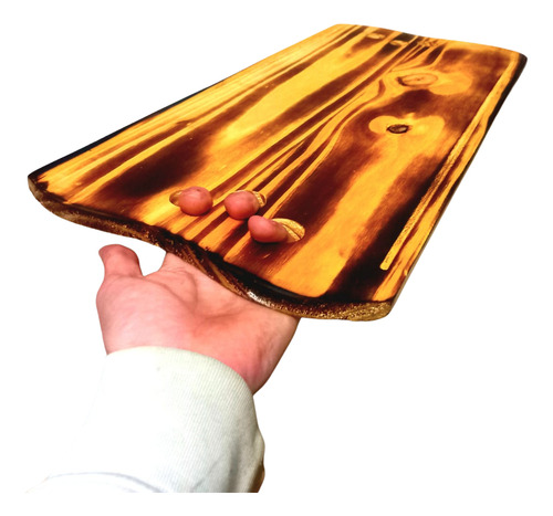 Tabla De Madera Parrilera Para Asado Picadas Con Agarre 3 Nudos Marrón