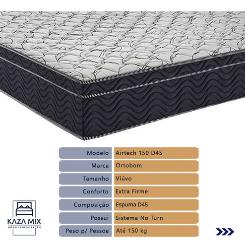 Cama Box Bege E Colchão Airtech 150 Espuma D45 Viúvo Ortobom
