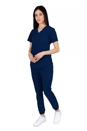 Pantalón jogger de tela para mujer azul oscuro Bolf W5076