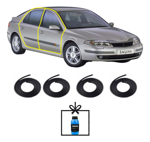 Kit Com 4 Borrachas De Vedação Porta Renault 2000 Laguna