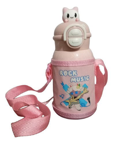 Cantimplora Térmica Infantil Pop Up C/ Correa 500ml, Acero Rosa