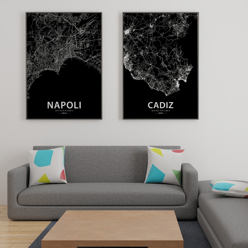 Cuadro Mapa Ciudad Personalizado Poster Impreso Con Marco