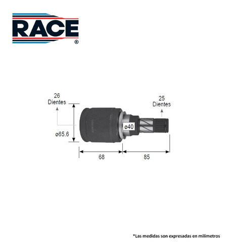 Imagen 2 de 6 de Espiga L/caja Izq-der Dodge Attitude 1.2l 2015-2019 Race