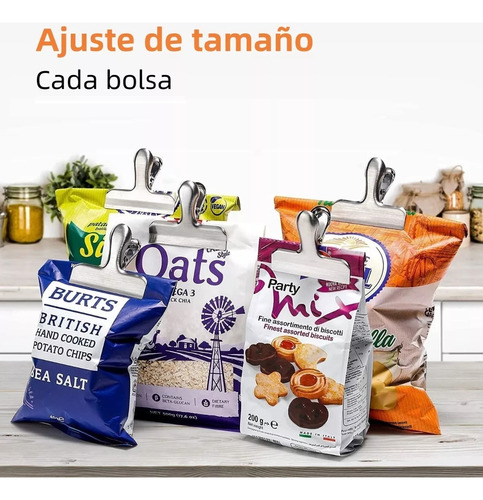Clips De Acero Inoxidable Bolsas Comida Clips Sellado 10pcs