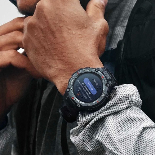 Smartwatch Amazfit Sport T-Rex Pro 1.3" caja 47.7mm de policarbonato meteorite black, malla meteorite black de silicona A2013