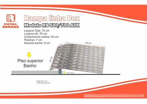 Rampa Box Banheiro Aluminio Rb 850/550 Al