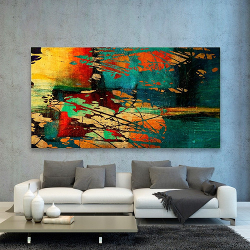 Cuadro Decorativo Canvas Abstracto Brochazos De Colores