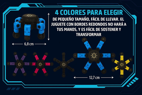 Fidget Spinner Transformers Toy Sensorial Robot Antistress Rojo Amarillo Celeste Violeta
