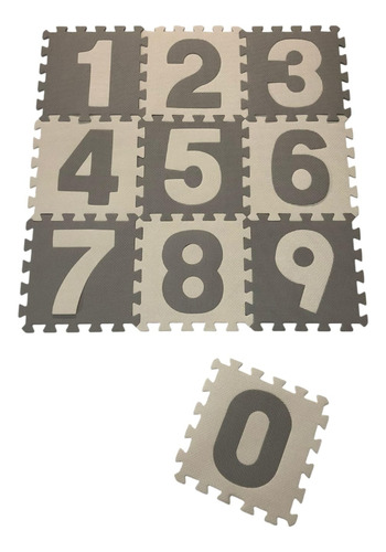 Piso Encastrable Pastel Goma Eva 10 Pzs Números Gris Números