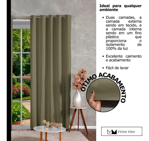 Cortina Blackout 100% Em Tecido + Pvc 3,00m X 2,70m Bege