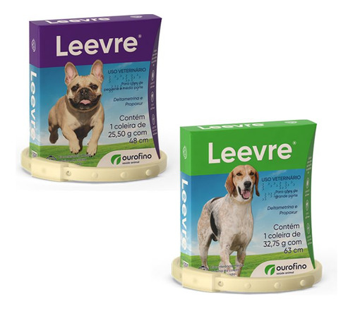 1 Leevre Coleira Cães P 48cm + 1 Leevre Cães G 63cm