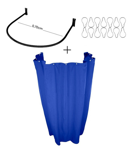Kit Provador Cortina E Arco 70x70 Para Loja De Roupas Cor Azul Royal