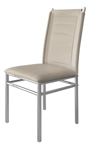 Kit 8 Cadeiras De Jantar Tókio Aço/ Tecido Couro Sintético Estrutura Da Cadeira Cromado Assento Off White