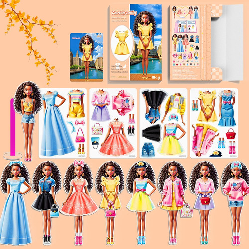Juego De Papel Para Vestir Princesa Magnética Para Niñas Peq