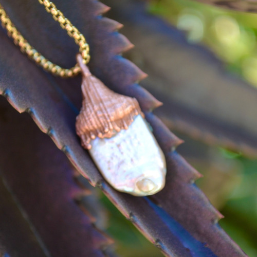 Collar Perla Natural, Cadena Acero Quirurgico, Cod1