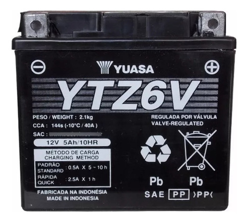 Batería Gel Yuasa Cg 150 Xr 125 150 Ytz6v En Scalabrinimotos